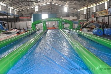 3 Lane xanh sân sau Inflatable nước Slides chống cháy SCT