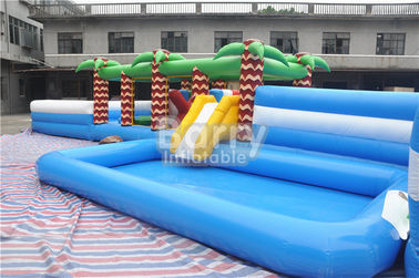 Jungle Inflatable Hurricane Sân sau Công viên giải trí trượt nước bơm hơi Trượt nước với khóa học vượt chướng ngại vật bơm hơi